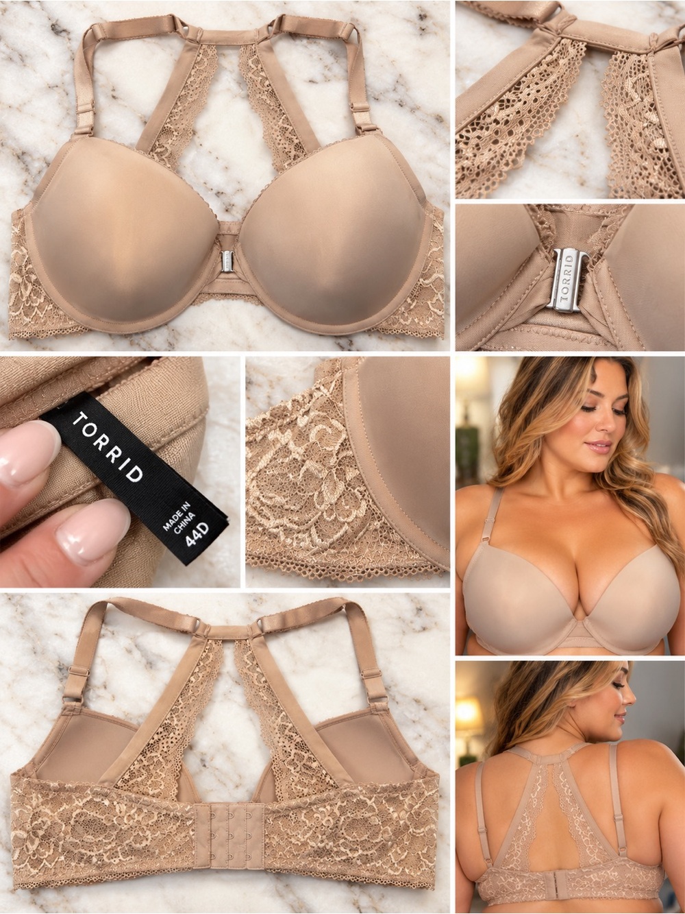 Torrid Lace-Back T-Shirt Bra in Nude 44D